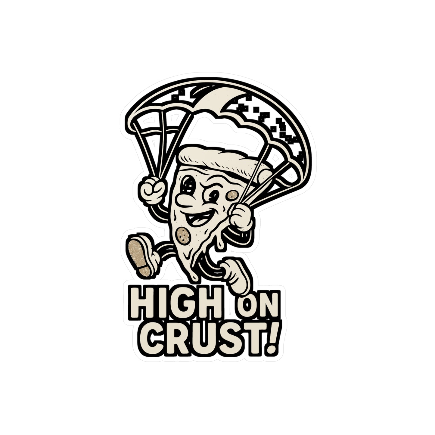 High on crust - Parachuting Sticker for Laptop, Water Bottle - Funny Gift for Skydivers, Adventure Lovers