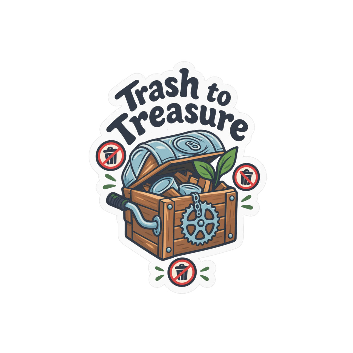 Upcycling Sticker - Trash To Treasure Recycling Art, Sustainability Decals for Laptop and Water Bottle