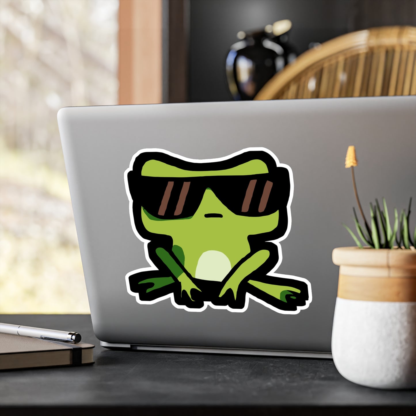 Frog with Sunglasses - Frog Sticker for Car Wall Window Laptop Sticker. Water Bottle Sticker, Vinyl Sunglasses Decal, Cool Sticker - Frog Gift