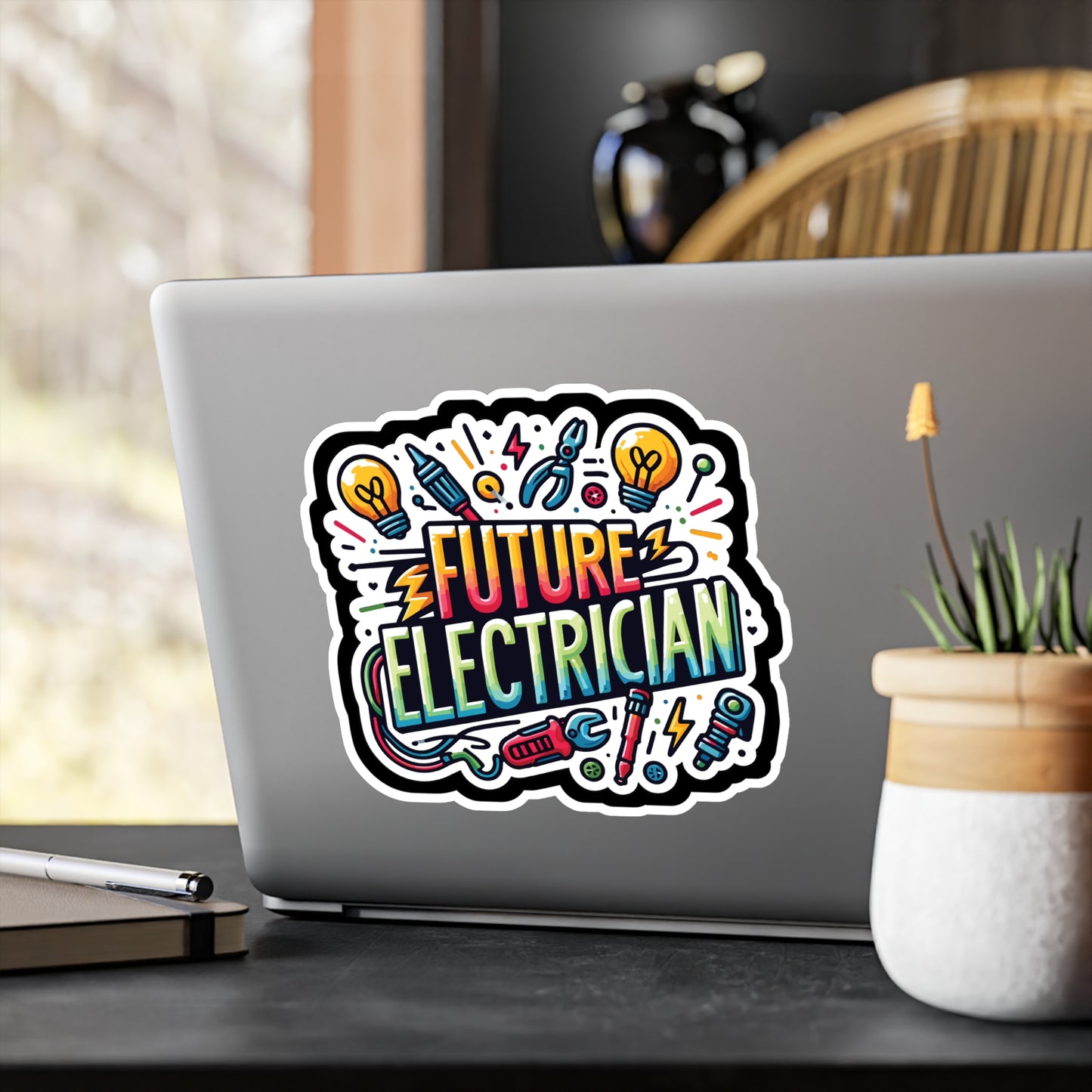 Future Electrician - Electrician Sticker for Laptop Sticker. Water Bottle Sticker, Vinyl Stripper Decal - Electrician Gift