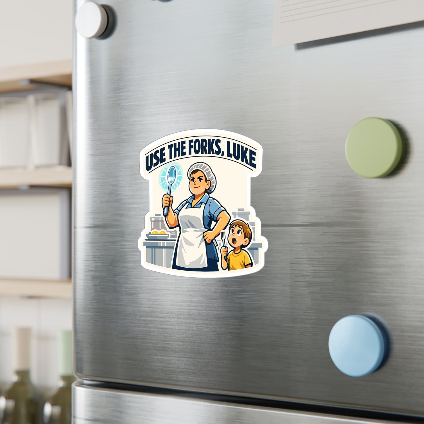 Lunch Lady Sticker Use the Forks, Luke Funny School Canteen Vinyl Waterproof sticker decals for Laptop Water Bottle