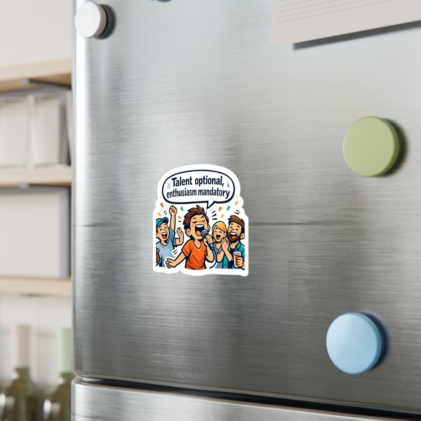 Karaoke Sticker "Talent optional, enthusiasm mandatory" Funny Music Beer Booze decals, Waterproof Vinyl sticker for Laptop, Water Bottle