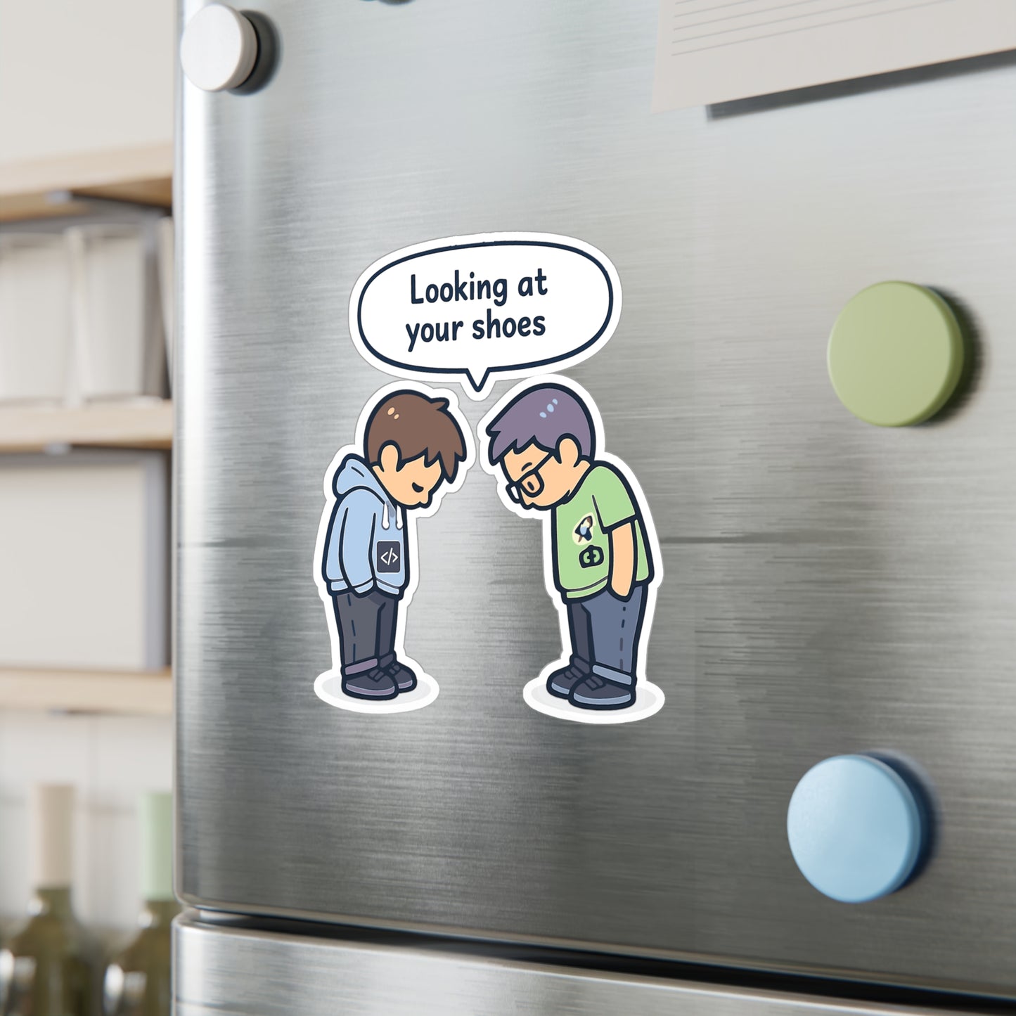 Coding Sticker Looking at your shoes Funny Programmer Decals, Waterproof Vinyl for Laptop Water Bottle Source Code Semicolon Humor