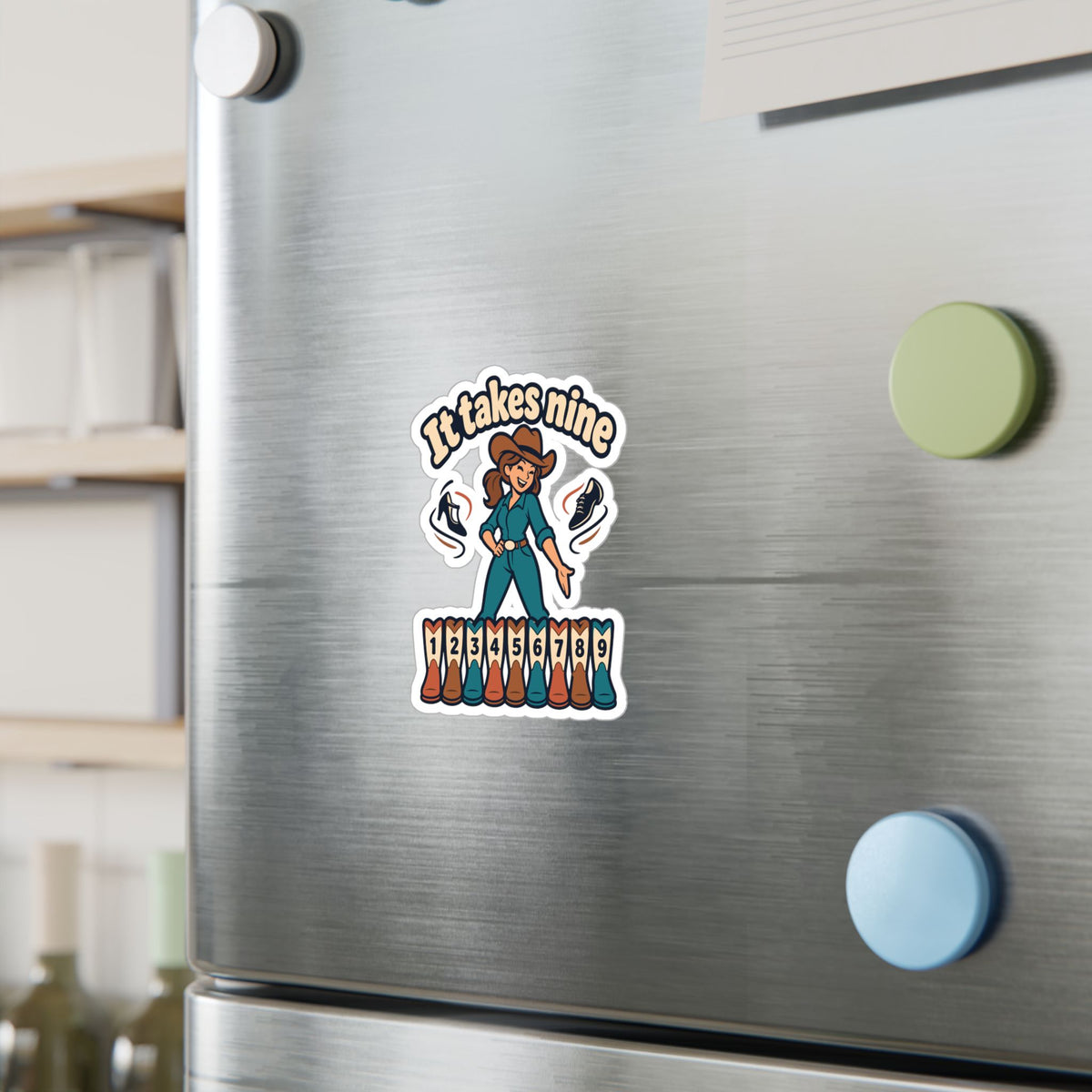 Line Dance Sticker – It Takes Nine Design for Country Dancers, Western Decals for Laptop and Water Bottle