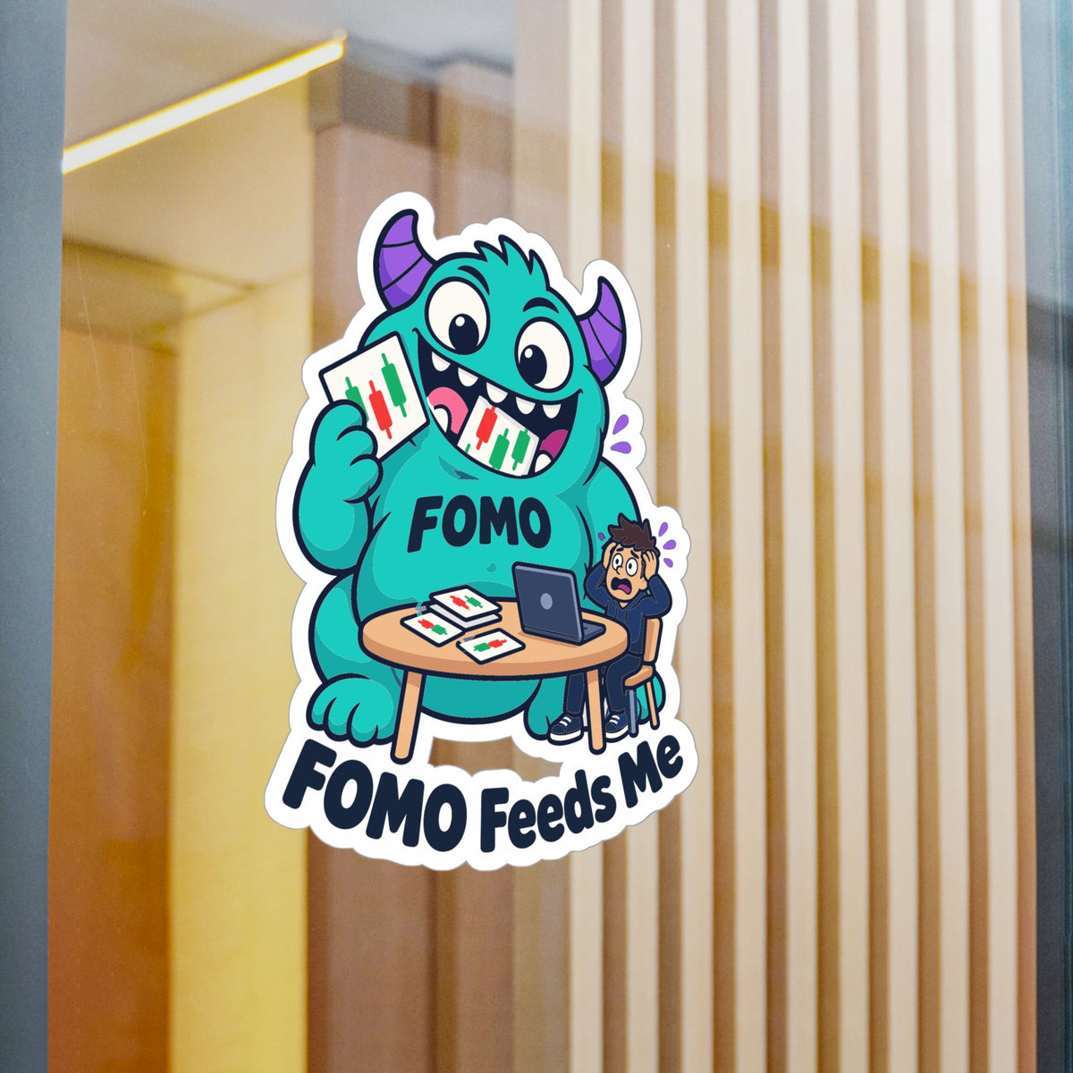 Day Trading Sticker - FOMO Feeds Me Trader Decals for Stock Market and Forex Fans, Laptop or Water Bottle