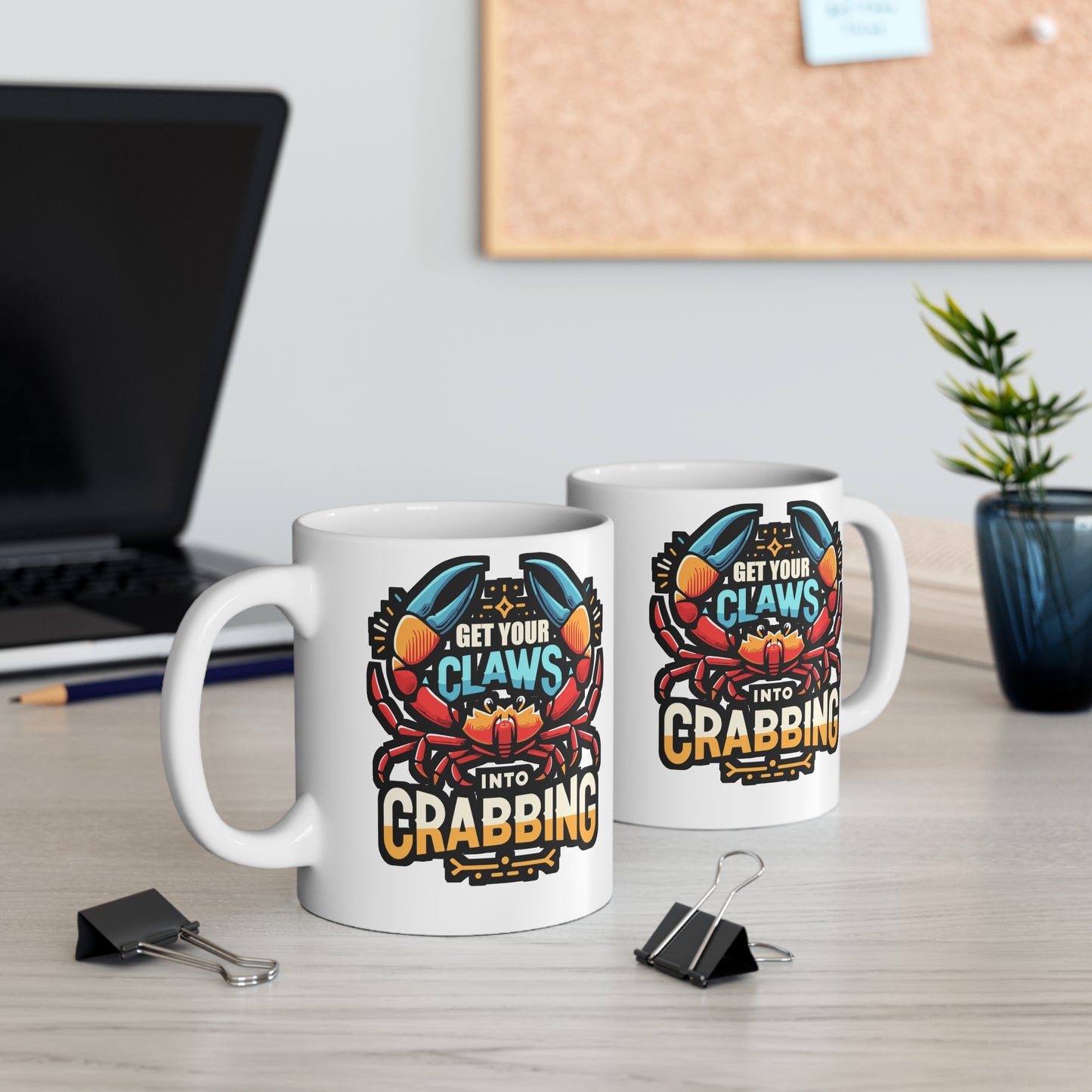 Get Your Claws Into Crabbing - Crab Mug for Coffee 11oz. Crab Cup, White ceramic, Crabbing Mug, Crustacean Tea Cup - Crab Gift