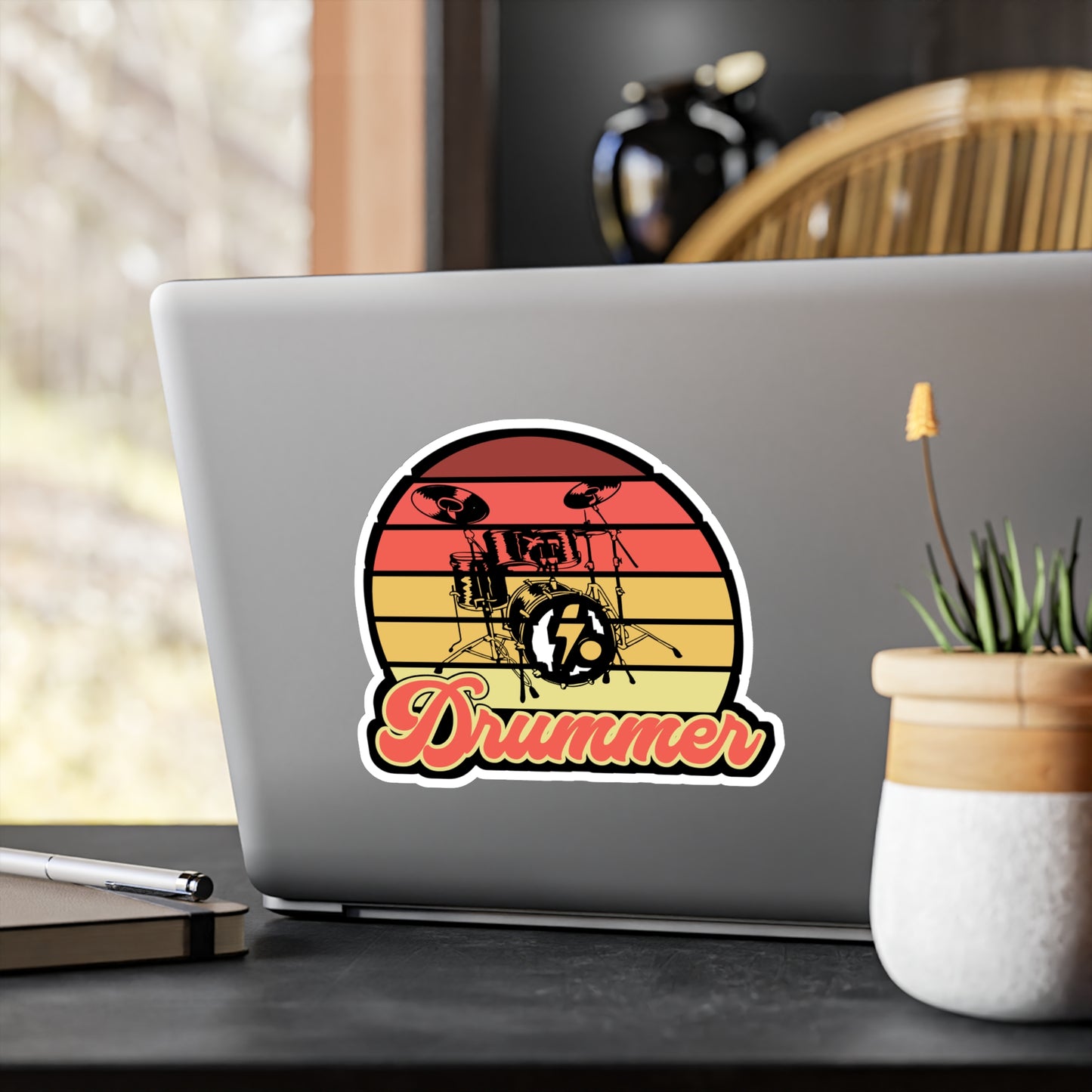 Drummer - Drums Sticker for Car Window Laptop Sticker. Water Bottle Sticker, Vinyl Drummer Decal, Drum kit Sticker - Drums Gift