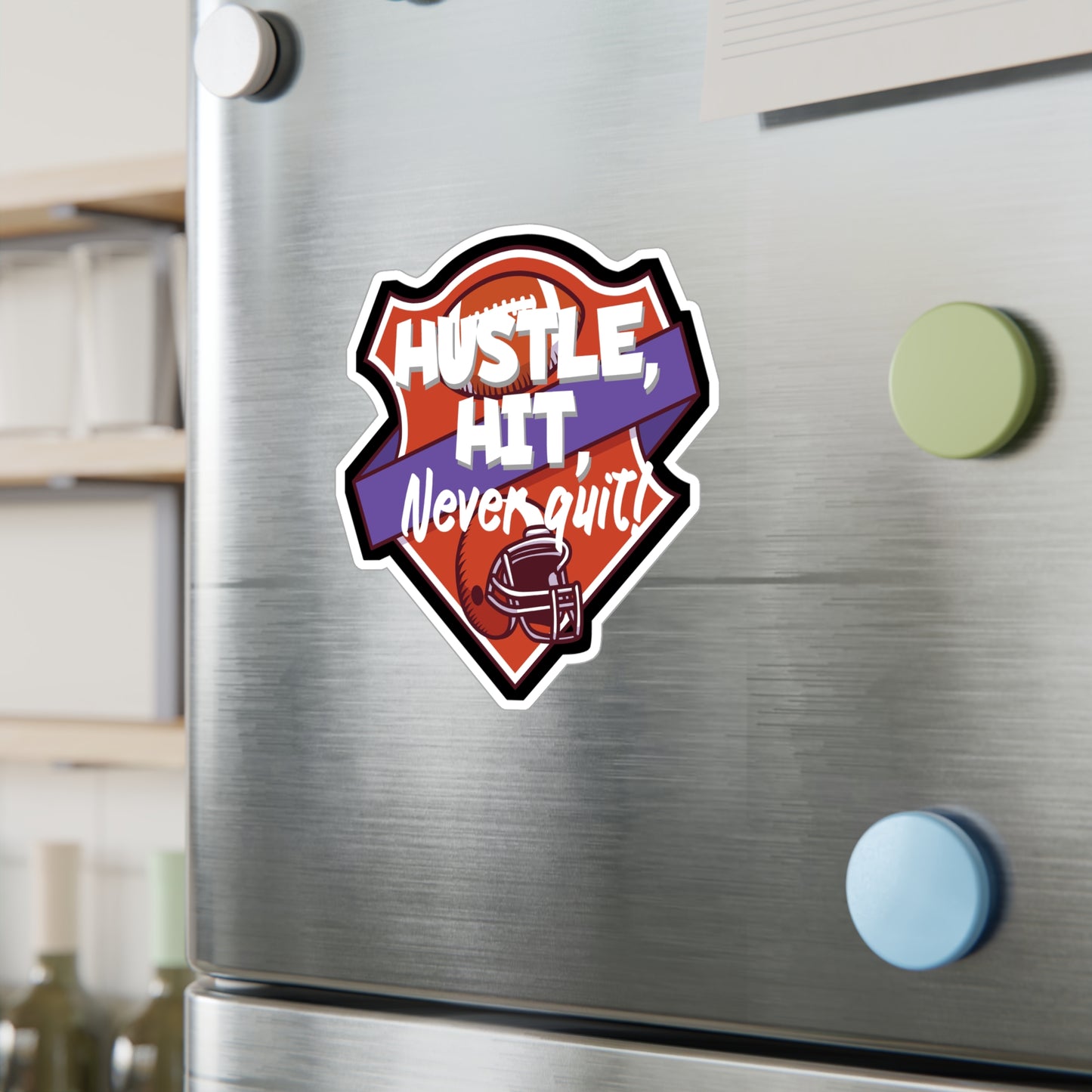 Hustle, Hit, never quit! - Rugby Sticker for Wall, Laptop, Window, Truck, Car Rugby Gift Vinyl Football Decal Sticker