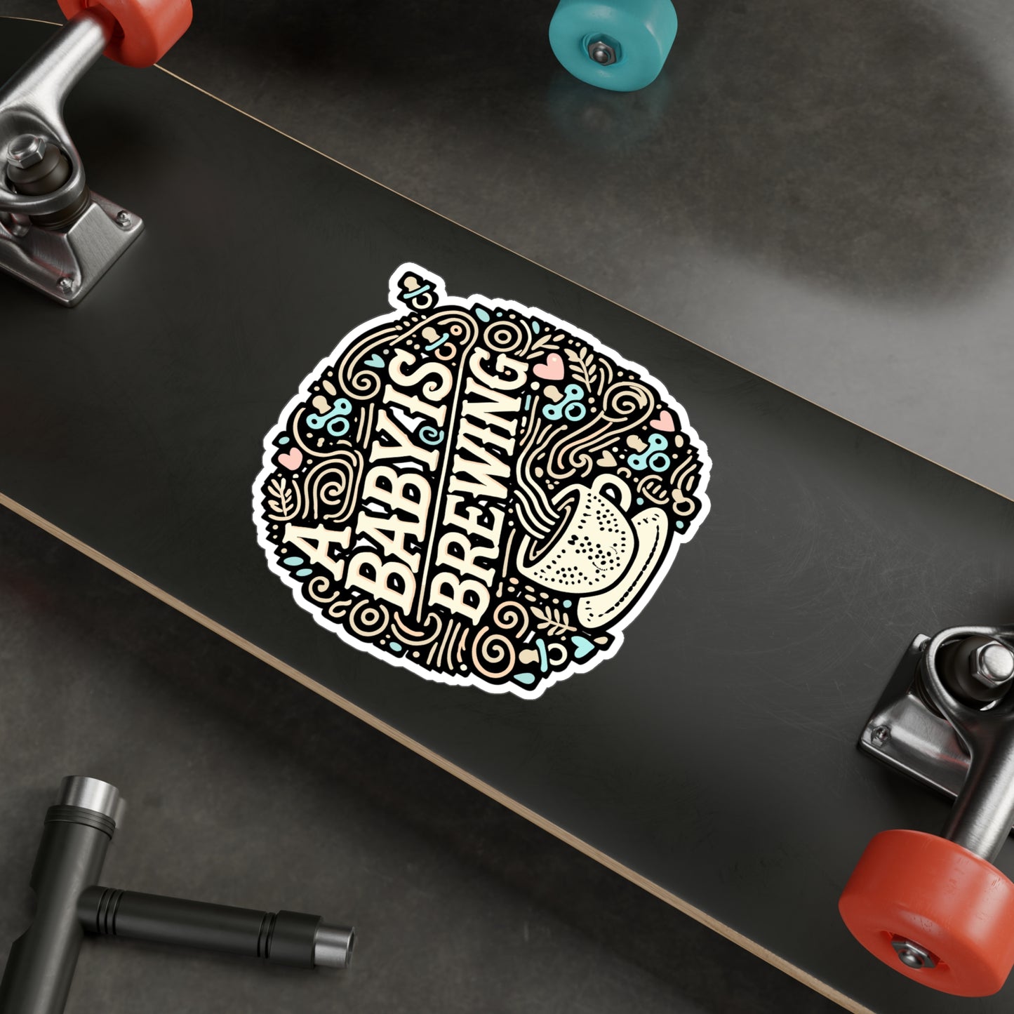A Baby Is Brewing – Vinyl Pregnancy Announcement Sticker for Laptop & Water Bottle | Cute Pregnancy Gift