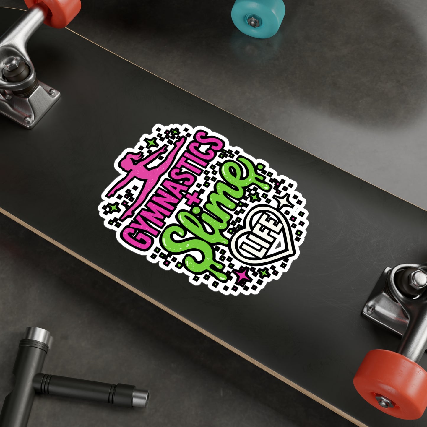 Gymnastics + Slime = Life – Vinyl Sticker for Laptop or Water Bottle | Fun Gymnast Gift, Slime Lover Decal