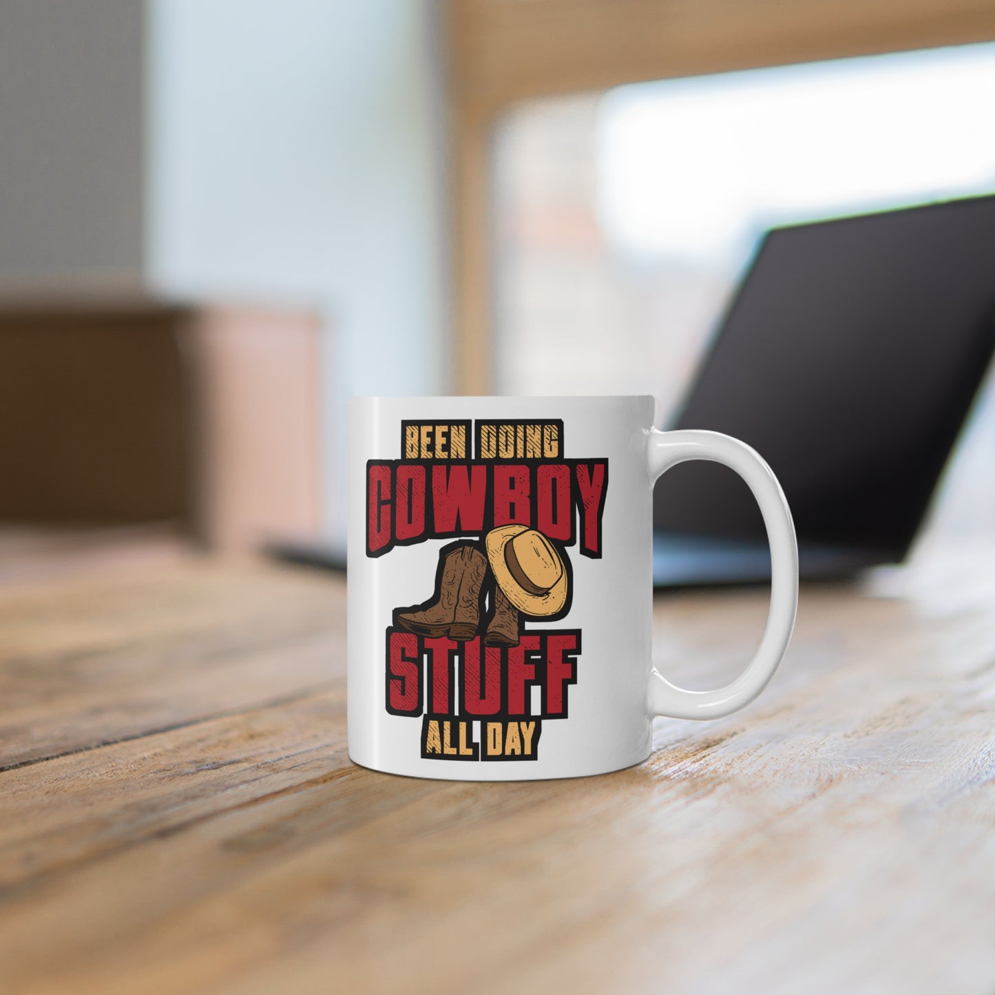 Been Doing Cowboy Stuff All Day - Cowboy Mug for Coffee 11oz. Cowboy Cup, White ceramic, Rodeo Mug, Buck-off Tea Cup - Cowboy Gift