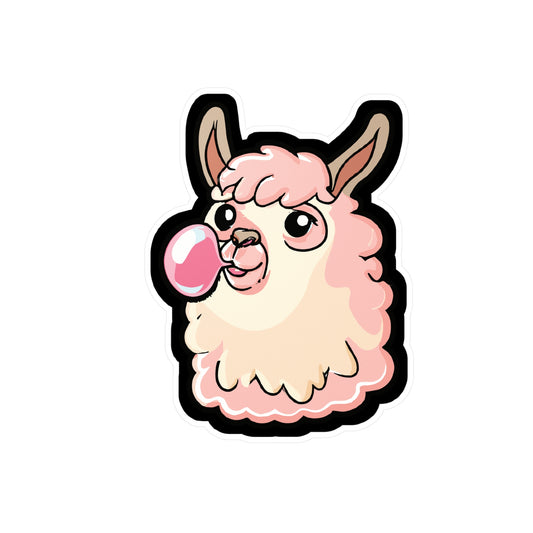 Llama with Bubblegum - Llama Sticker for Car Window Laptop Sticker. Water Bottle Sticker, Vinyl Bubblegum Decal, Quirky Sticker - Llama Gift