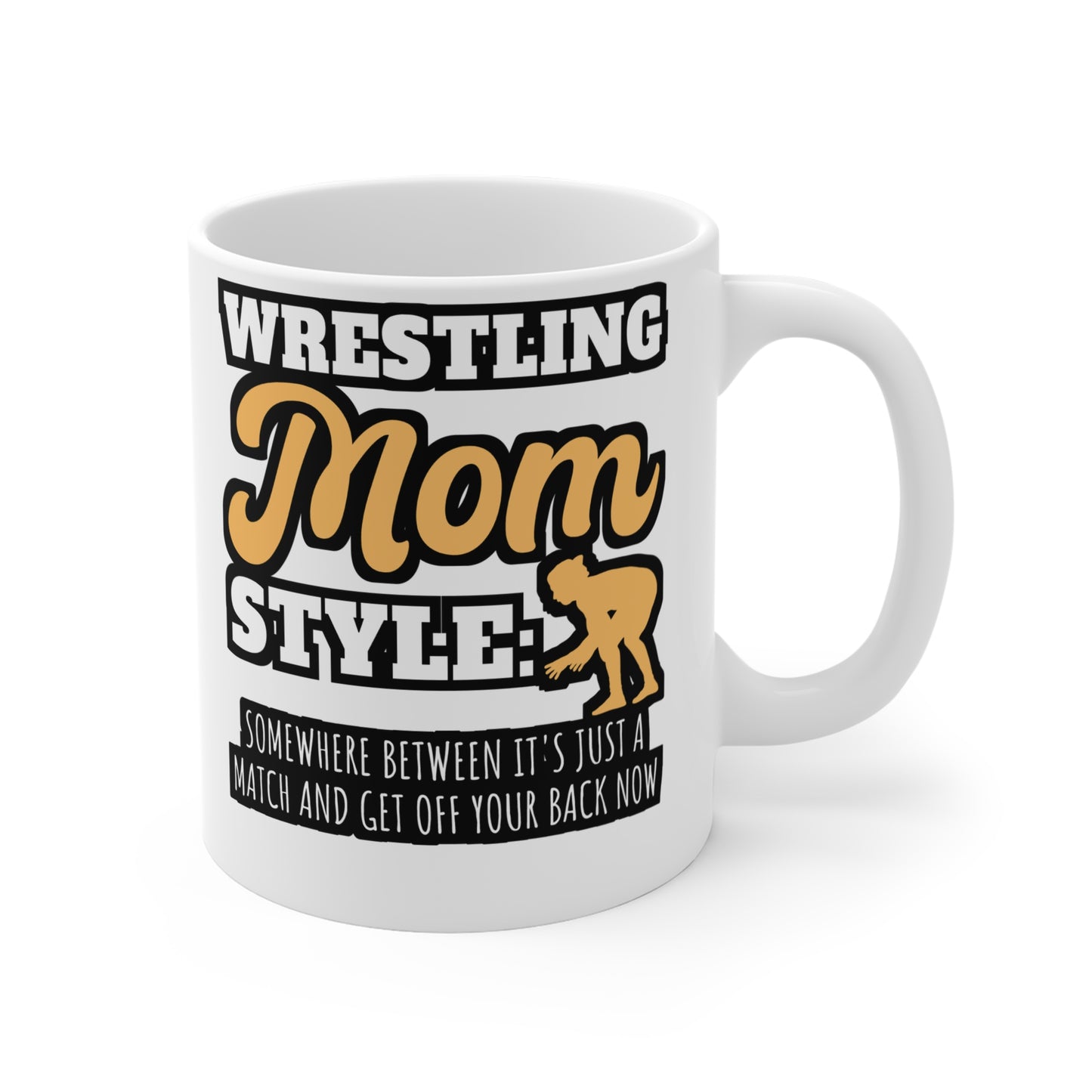 Wrestling Mom Style - Wrestle Mug for Coffee 11oz. Wrestle Cup, White ceramic, Wrestling Mug, Offense Tea Cup - Wrestle Gift